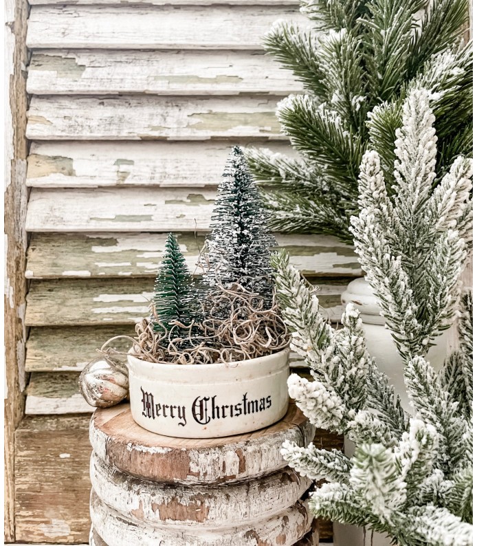 Antique Ironstone Dish w/ Merry Christmas transfer - Holiday